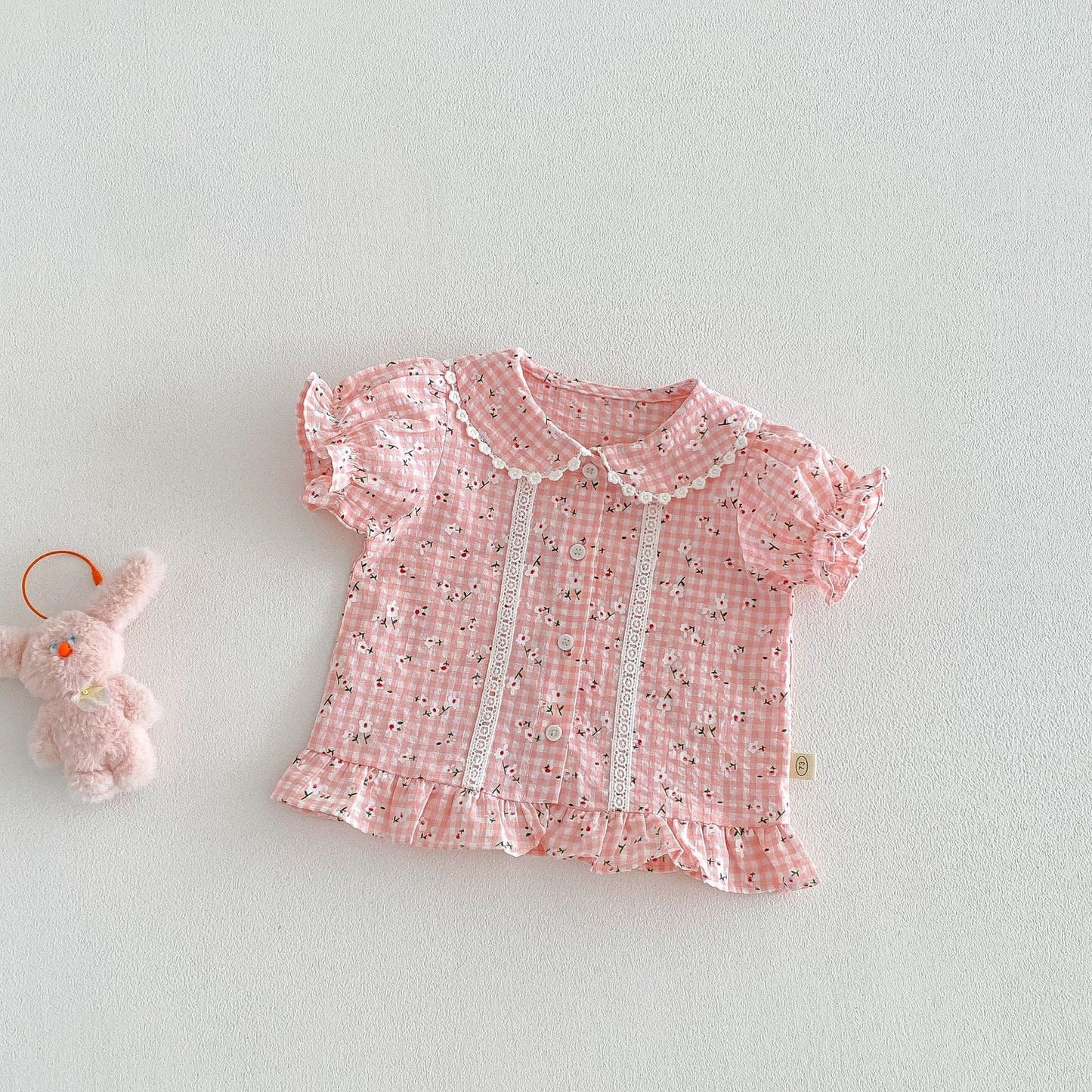 【BABY&KID】夏新作小花柄レースフリルシャツ、パンツSK105022