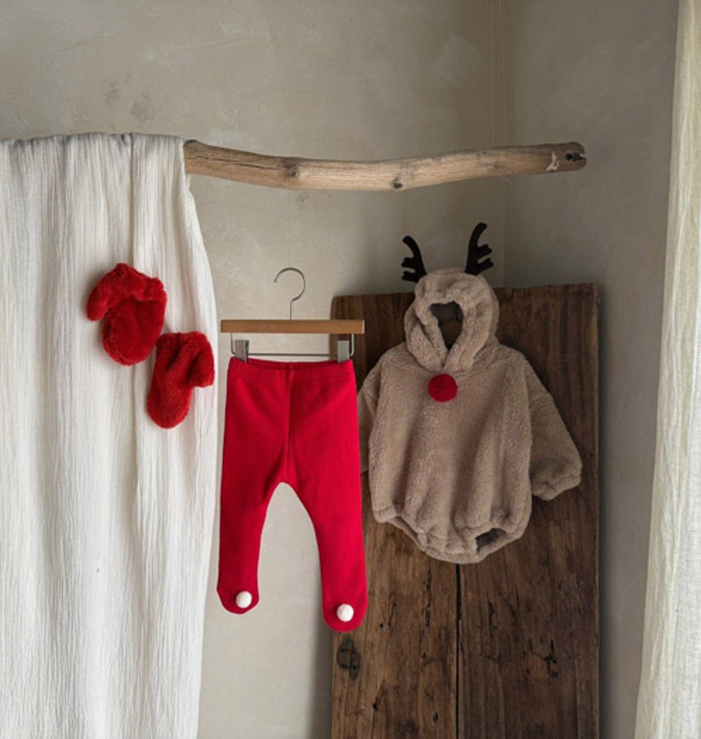 【BABY】トナカイ角付き裏起毛ロンパースSK102821