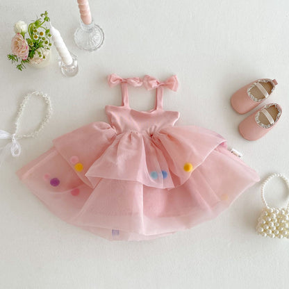 【BABY&KID】夏新作 チュールポンポンワンピースSK105123
