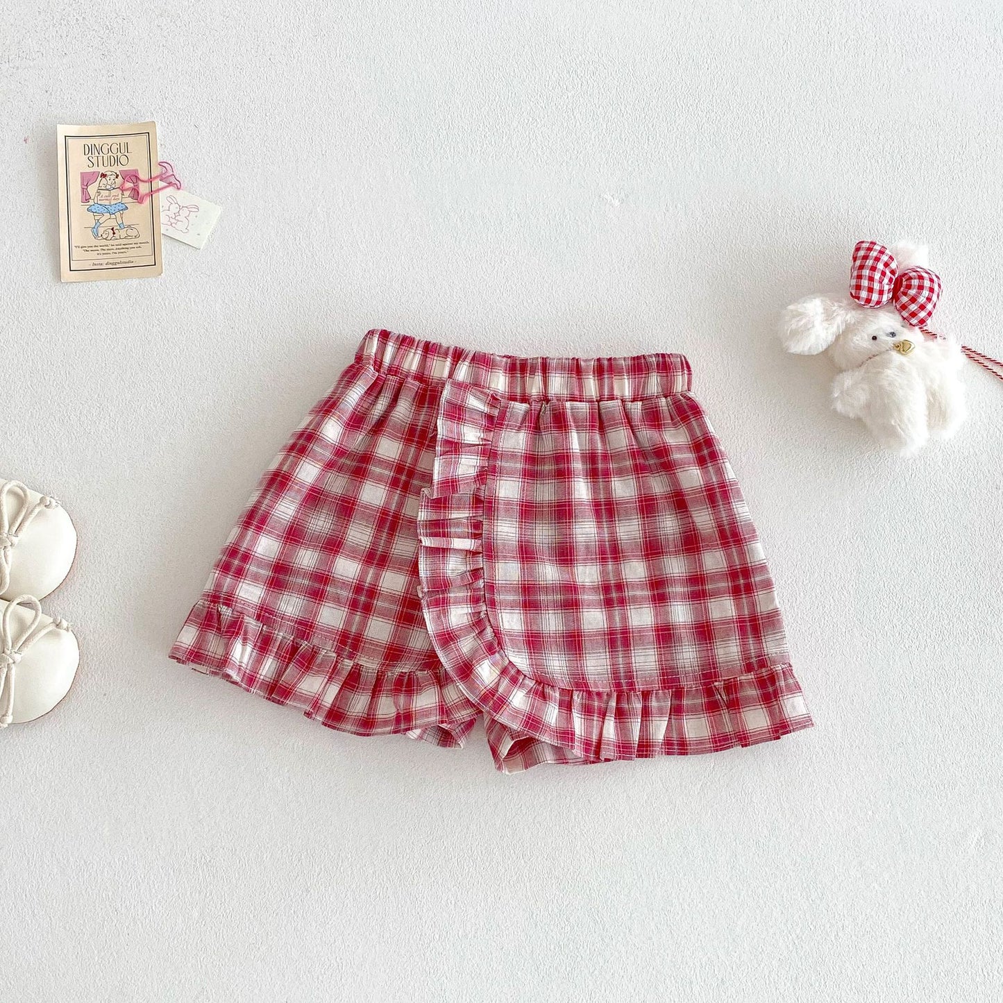 【BABY&KID】夏新作 うさぎプリントトップス、チェックショートパンツSKO71218