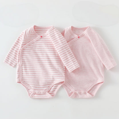 【BABY】北欧風無地＆ボーダーロンパース2点セットSK108010