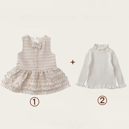 【BABY&KID】冬新作 小香風ジャンパースカート＆ニットセーターSK102427