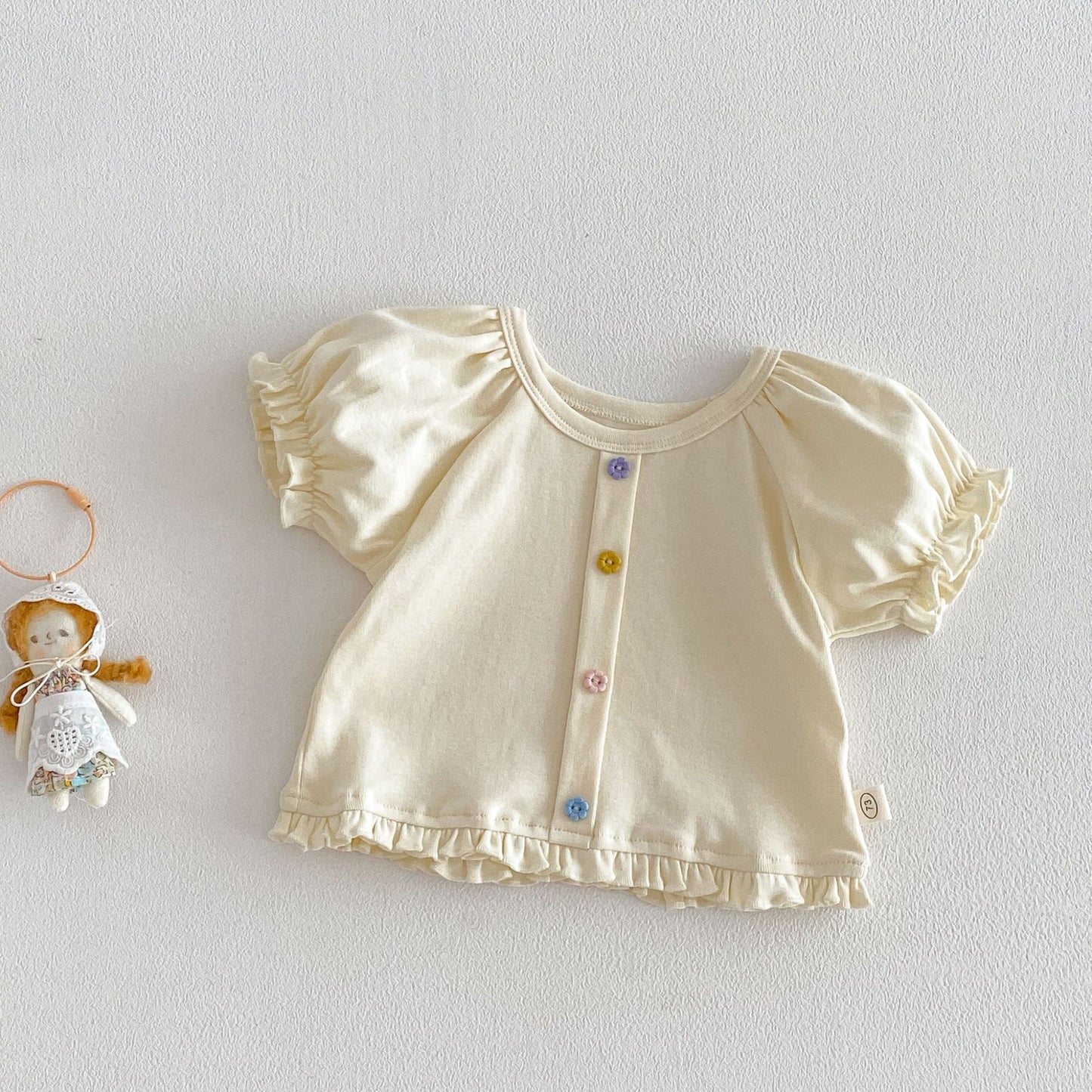 【BABY&KID】夏新作 スウィートパフスリーブTシャツSK105106
