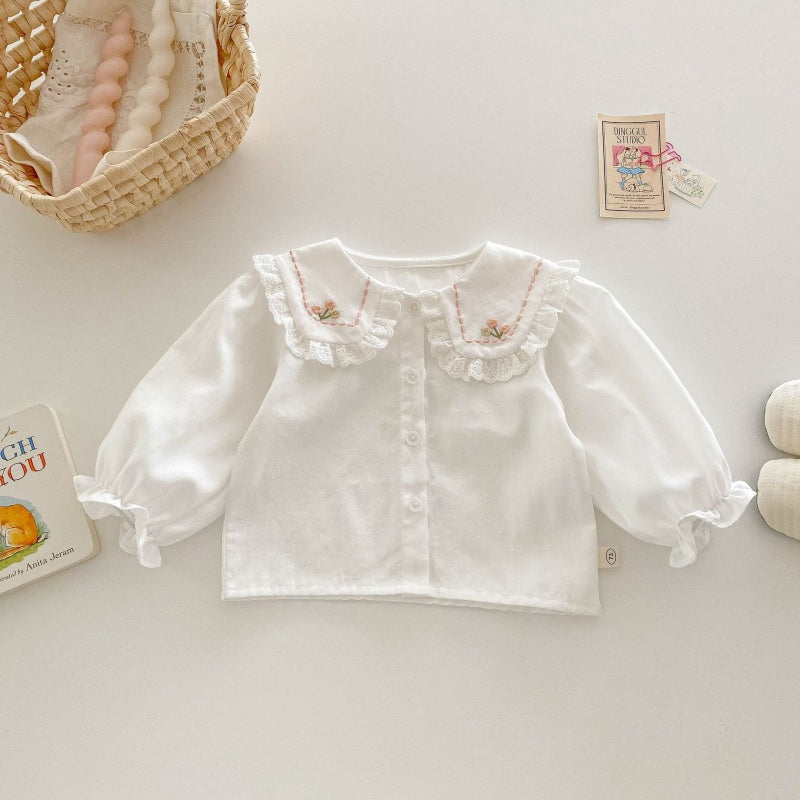 【BABY&KID】小花柄サロペット、刺繍襟シャツSK107212