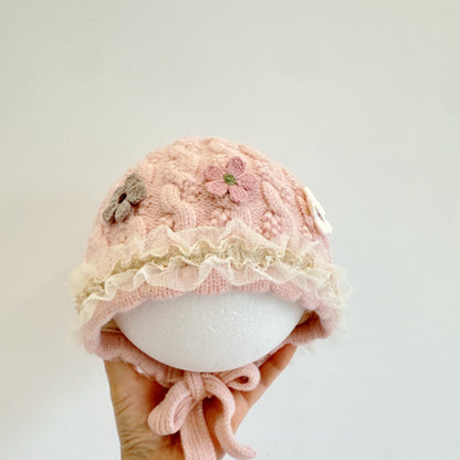 【HAT】三つ花レースベビーボンネットSK101611