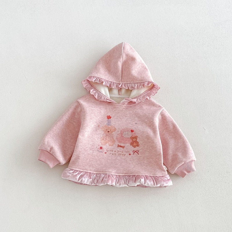 【BABY&KID】冬新作くまプリントトレーナー、フレアパンツSK108524