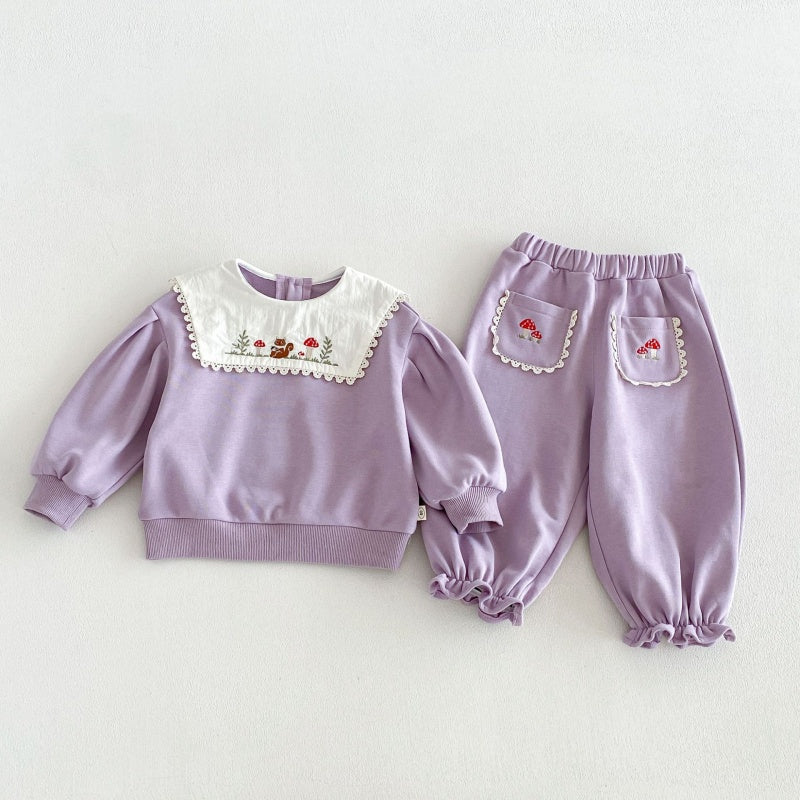 【BABY&KID】刺繍スクエアネックセットアップSK106608