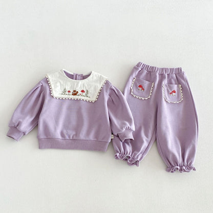 【BABY&KID】刺繍スクエアネックセットアップSK106608