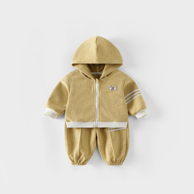 【BABY&KID】犬ワッペンワッフルセットアップSK100314