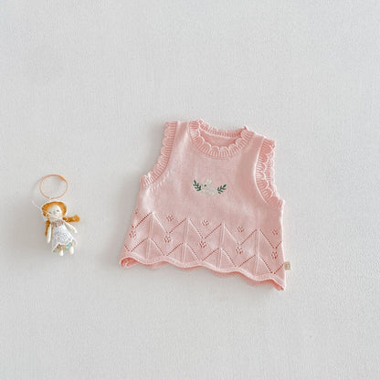 【BABY&KID】どうぶつ刺繍ニットベストSK104117