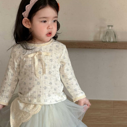 【BABY&KID】韓国風ニットカーディガン、小花柄長袖、チュールスカートSK104002