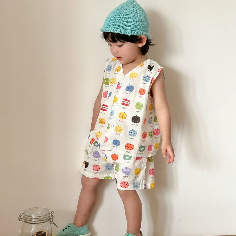 【BABY&KID】夏新作りんご総柄セットアップ、ワンピースSK104708