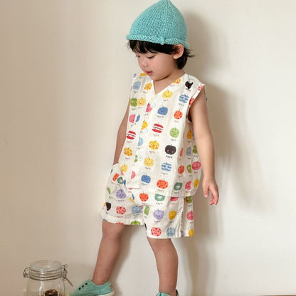 【BABY&KID】夏新作りんご総柄セットアップ、ワンピースSK104708