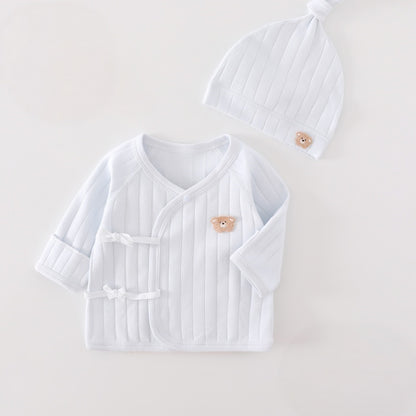 【BABY】くまワッペン短肌着＆帽子SK107504