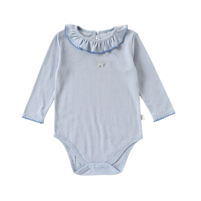 【BABY】北欧風フリル襟蝶結びロンパースSK107108