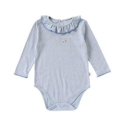 【BABY】北欧風フリル襟蝶結びロンパースSK107108