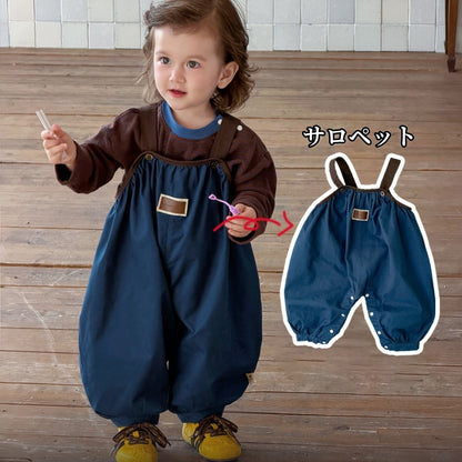 【BABY&KID】韓国風サロペット、ボーダートレーナーSK107018