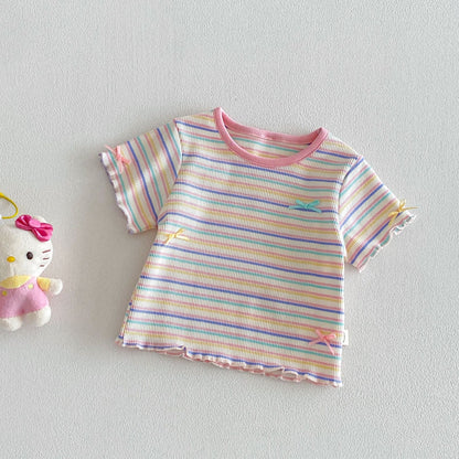 【BABY&KID】夏新作 配色ボーダーTシャツSK105101