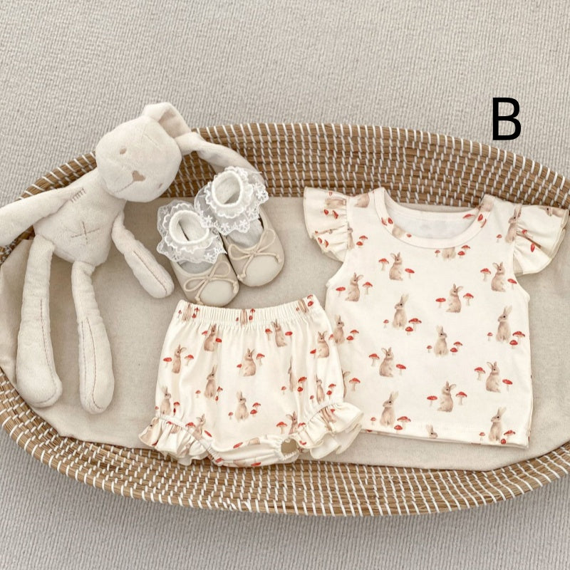 【BABY】夏新作 フリル袖トップス＆レースショートパンツSK080828