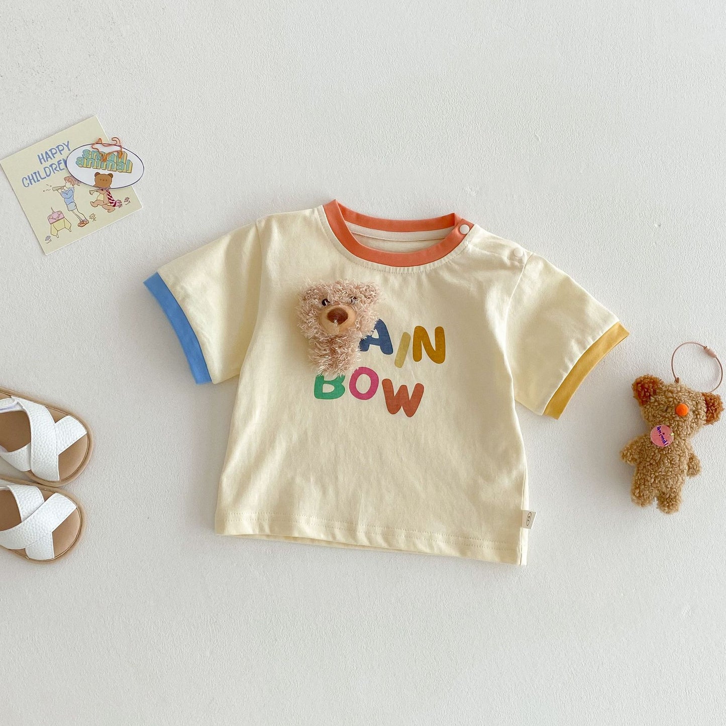 【BABY】夏新作  カラーバリBOWベアロンパース、Ｔシャツ、パンツSK061607