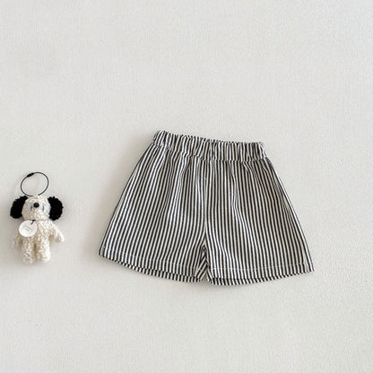 【BABY】夏新作カートゥーンワッペンTシャツ、ストライプショートパンツSK104808