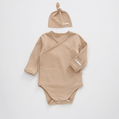 【BABY】北欧風コットンサイドボタンロンパース＆帽子SK102320