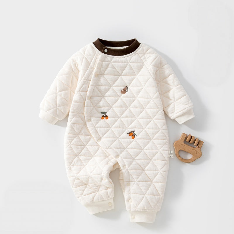 【BABY】冬新作レトロダイヤ柄刺繍カバーオールSK108209