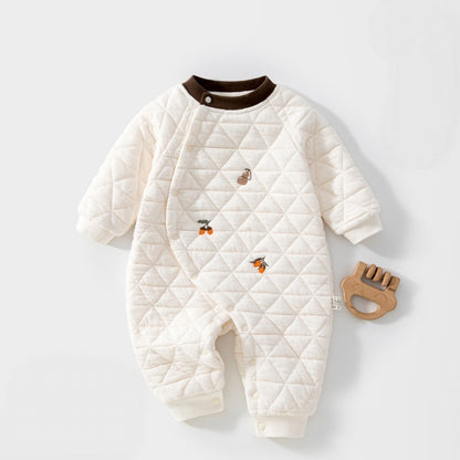 【BABY】冬新作レトロダイヤ柄刺繍カバーオールSK108209