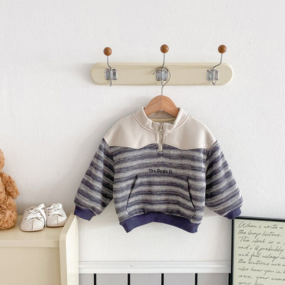 【BABY】冬新作ボーダー裏起毛スウェットSK102728