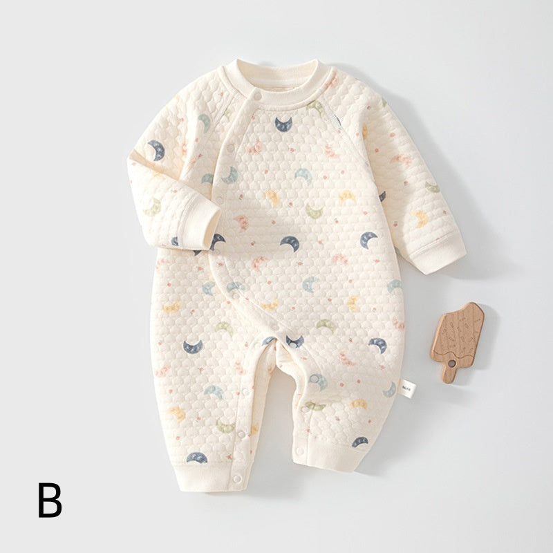 [BABY] New Winter All-Over Print Diagonal-Opening Quilted Coverall SK108220