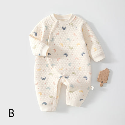 [BABY] New Winter All-Over Print Diagonal-Opening Quilted Coverall SK108220