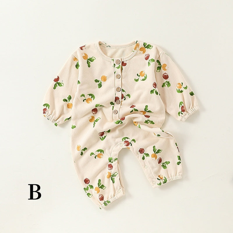 【BABY】北欧風フルーツプリントカバーオールSK101318