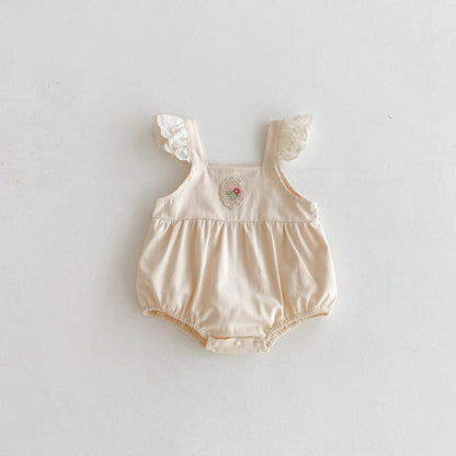 【BABY】花柄トップス、花刺繍サロペットパンツSK092318