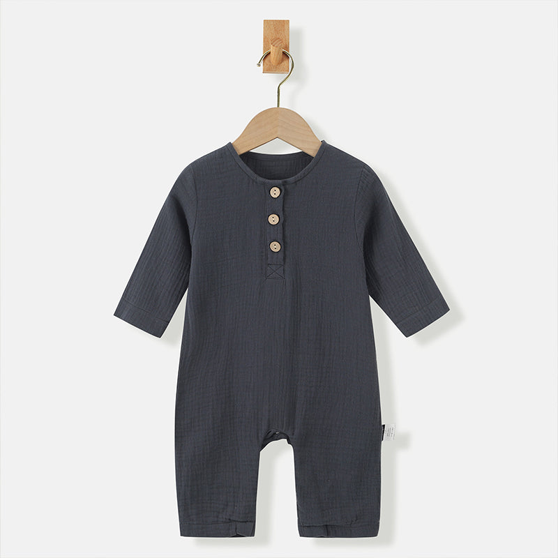 【BABY&KID】北欧風 ボーダーボタン付けオールインワンSK012523