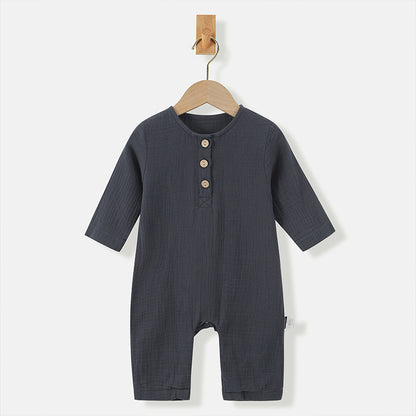 【BABY&KID】北欧風 ボーダーボタン付けオールインワンSK012523