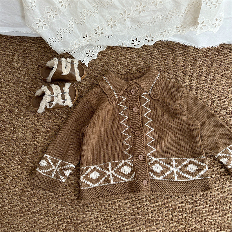【BABY&KID】配色カラーニットカーデSK101448