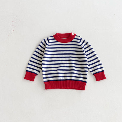 【BABY】デニムサロペット、ボーダートップスSK092533