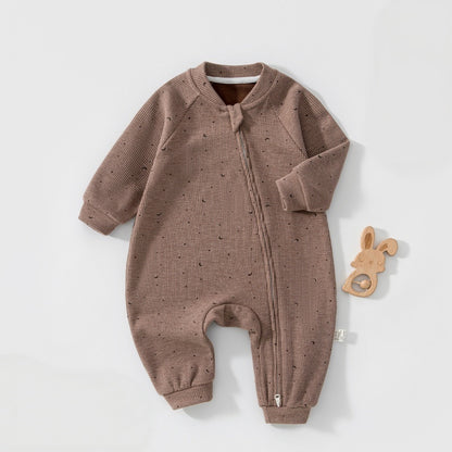 【BABY】総柄斜めファスナーカバーオールSK107523