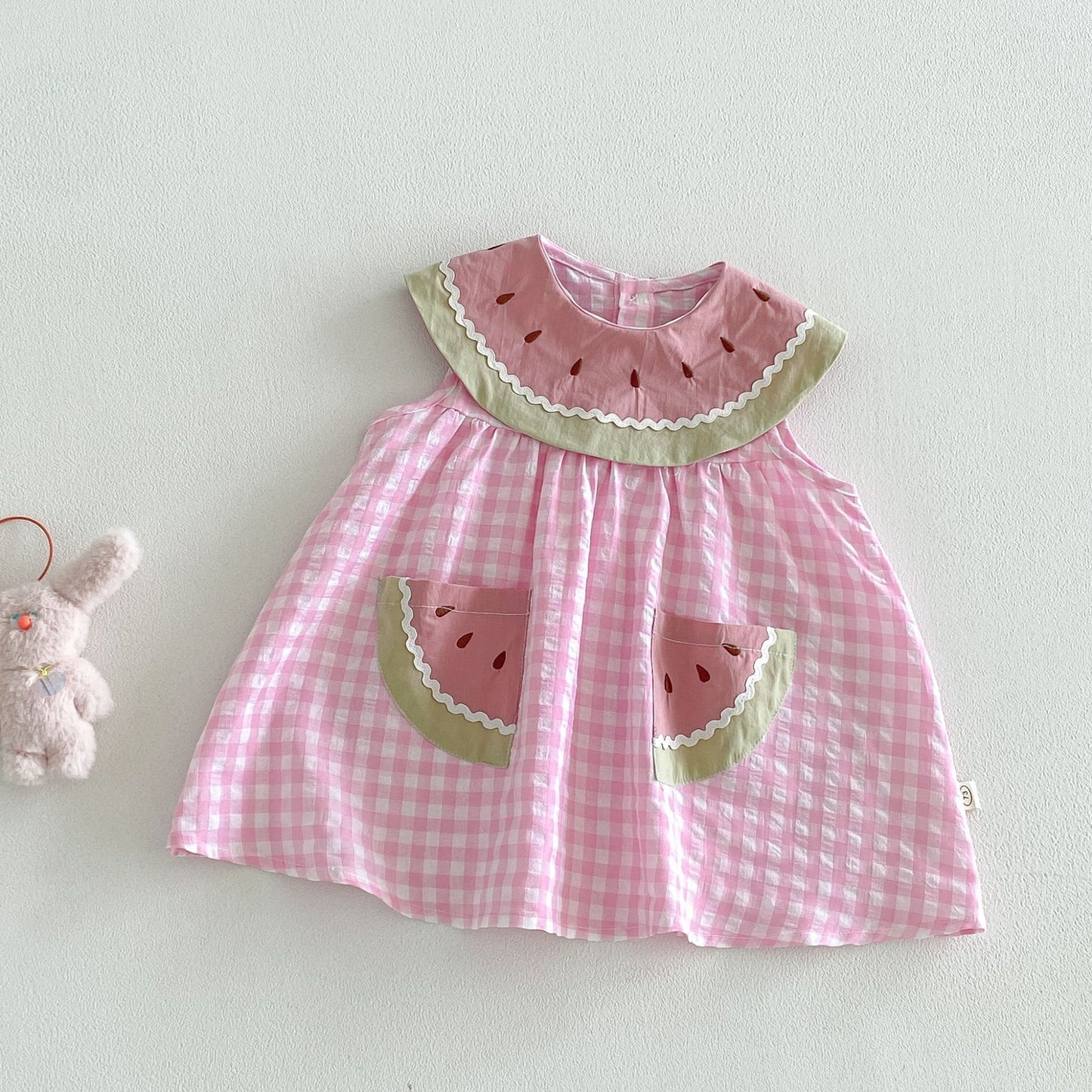 【BABY&KID】夏新作 すいかチェックロンパース、ワンピースSK105122