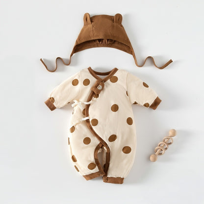 【BABY】New Winter Apple & Bear Quilted Coverall & Hat SK108207