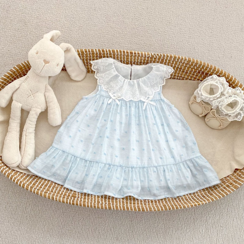 【BABY&KID】夏新作レースラウンドネックジャカードワンピースSK106404