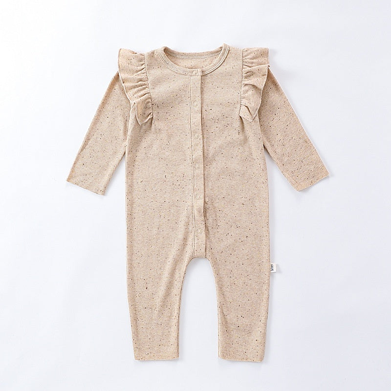 【BABY】北欧風無地フリルロンパース、カバーオールSK101313