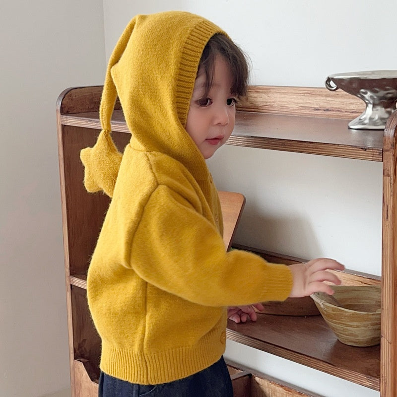 【BABY&KID】冬新作星柄とんがり帽子ニットカーディガンSK107701