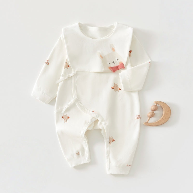 【BABY】北欧風うさぎ柄カバーオール＆スタイSK102601