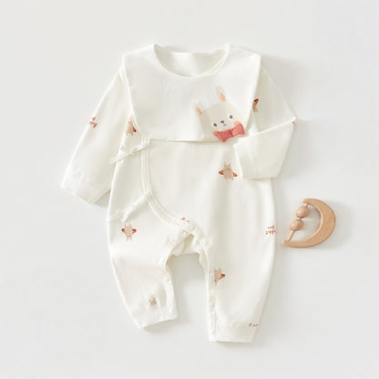 【BABY】北欧風うさぎ柄カバーオール＆スタイSK102601