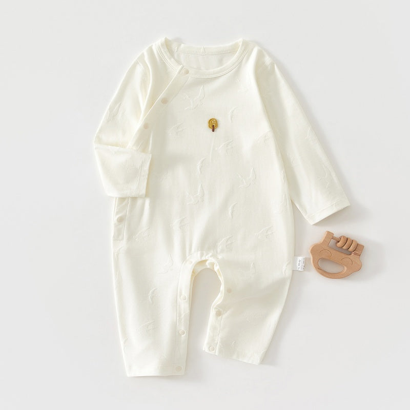 【BABY】北欧風ジャカード斜めボタンカバーオールSK104421