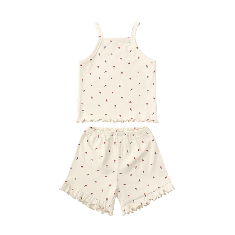 【BABY&KID】夏新作 北欧風フリルキャミセットアップSK092114