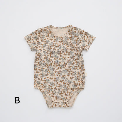 【BABY】夏新作 北欧風 総柄半袖ロンパースSK091304