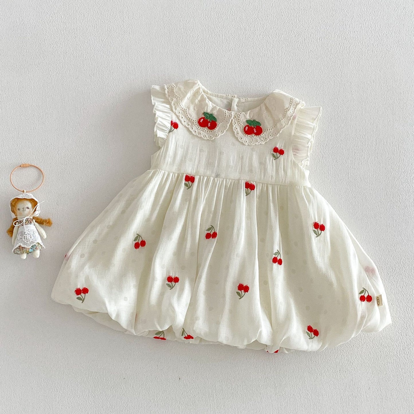 【BABY&KID】夏新作 さくらんぼ刺繍ロンパース、ワンピースSK105117