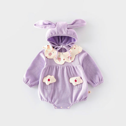【BABY】刺繍うさぎロンパースSK100306